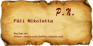 Páli Nikoletta névjegykártya
